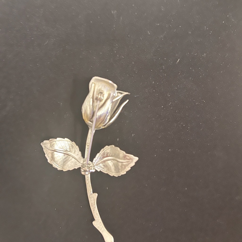 Vintage Silver Rose Brooch Pin